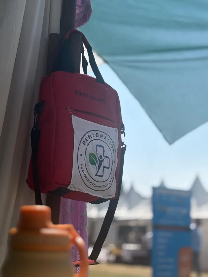 A RehabNation first-aid kit at the EMERGE support post, SKICC